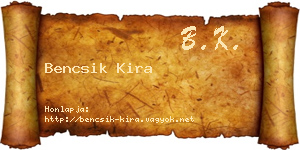 Bencsik Kira névjegykártya